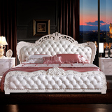 欧式床 法式公主床双人床实木床雕花真皮太子床别墅婚床高箱床