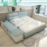 布艺床榻榻米储物布床小户型可拆洗双人床1.8米简约现代软床婚床