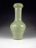 明代龙泉窑长颈花瓶粉青釉瓷器花瓶摆件 高档保真老陶瓷精品收藏