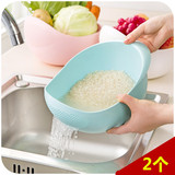 创意厨房用品淘米器洗米筛塑料沥水篮洗菜篮果蔬菜盆大小套装2个