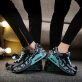 韩版学生夏季气垫鞋男女潮ulzzang迷彩帆布鞋厚底透气运动跑步鞋