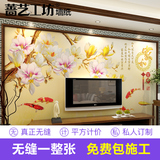 蔷艺工坊 中式墙纸壁画 3D立体电视背景墙壁画客厅玄关花鸟家和