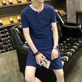 夏装男新款2016短袖短裤潮流休闲运动套装青年韩版修身大码两件套