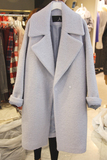2015秋冬新款韩国代购茧型毛呢外套女韩版中长款显瘦羊绒呢子大衣