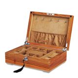 罗威 非洲花梨木首饰盒手表盒 纯实木质珠宝收藏盒收纳盒双层带锁