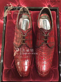 正品代购 2016夏季新款D&G/杜嘉班纳男鞋低帮鞋 奢华系带鳄鱼皮鞋