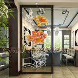 现代中式风格 艺术玻璃 隔断 透明透光效果 天花吊顶 屏风牡丹花