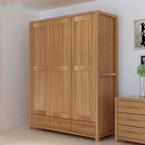 实木衣柜进口白橡木原木组装大衣柜简约现代家具定制三门衣柜衣橱