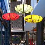 新中式灯笼布艺吊灯室客厅书房手绘阳台灯餐厅茶楼会所仿古典灯具