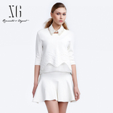 【XG】2016春装新款白色休闲套装女七分袖两件套裙子XB109008A151