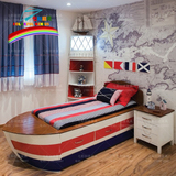 七彩精灵家具儿童床海盗船床地中海船形床创意儿童家具单层床定制