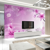 欧式紫色百合 立体温馨花卉 客厅卧室电视墙纸壁纸浪漫无缝壁画
