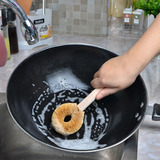 日本进口 不粘油锅刷 刷锅刷子 天然纤维椰棕刷 木柄洗碗刷洗锅刷