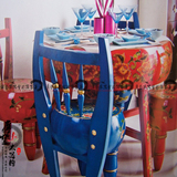 藏式彩绘牛角凳大鼓桌复古餐桌椅子组合装饰桌仿古中式实木家具