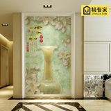 客厅玄关走廊墙纸过道 3d立体现代中式玉浮雕壁纸壁画 家和富贵