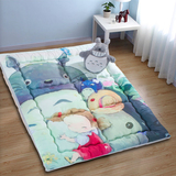 创意榻榻米卡通儿童床垫学生寝室1.2米床褥子睡垫油画龙猫床护垫