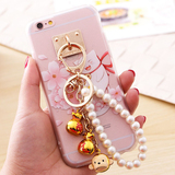 新年招财猫iphone6plus手机壳苹果6S珍珠流苏保护套软5s奢华潮女