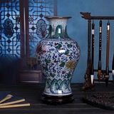 景德镇陶瓷花瓶新款中号瓷器手绘青花瓷五彩陶瓷花瓶摆件古玩摆设