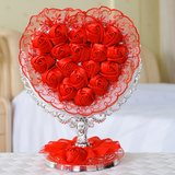 红色结婚镜子 红色玫瑰花边台式化妆镜 梳妆镜 结婚礼物 包邮