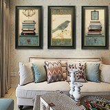 装饰画客厅现代美式 挂画沙发背景墙画三联有框乡村壁画地中海