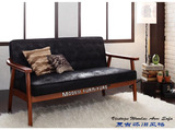 小户型日式沙发组合实木休闲椅咖啡厅单双三人位布艺sofa北欧复古