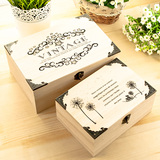 白色清新唯美创意DIY长方形实木收纳木盒zakka带锁复古小木盒子