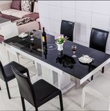 现代简约钢化玻璃可折叠伸缩储物小户型餐桌功能火锅餐桌椅组合