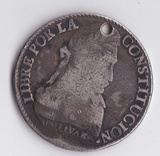 玻利维亚1833年8索尔大银币-有洞