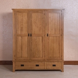 团购白色欧式时尚白橡木家具木头衣橱复古纯实木三门衣柜木柜子