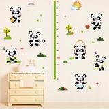 可移除墙贴纸卡通可爱熊猫身高贴纸幼儿园儿童房卧室背景装饰贴画