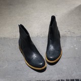 欧洲站品牌男鞋真皮英伦复古尖头皮靴日系拉丝工艺英式切尔西男靴