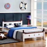 地中海实木双人床1.5米男孩松木儿童床1米 女孩单人床1.2米白色床