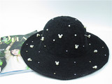 包邮韩国代购帽韩版米奇珍珠沙滩帽防晒可折叠遮阳帽女