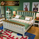地中海风格卧室家具1.8米1.5成人双人床简约北欧美式白色全实木床