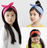 出口韩国儿童头饰品宝宝女童发夹彩色布艺兔耳朵发箍蝴蝶结头发带