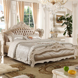 欧式床实木床 1.8米雕花双人床 白色法式田园公主床 奢华真皮婚床