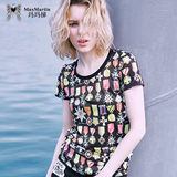 玛玛绨欧美风个性徽章印花t恤上衣女街头时尚韩版修身短袖2016夏