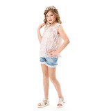 安奈儿女童装夏季款 正品 小飞袖梭织碎花雪纺衬衫衣AG421405