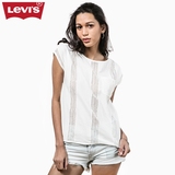 Levi's李维斯春夏季女士镂空纯棉白色短袖衬衫22807-0001