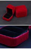 高档戒指对戒盒子 订婚结婚戒盒子包装  暗红色 单戒盒子包装