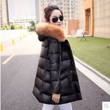 金羽杰2015冬装新款韩版修身中长款羽绒服女貉子毛领加厚yrf外套