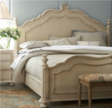 美式乡村实木床1.8米欧式雕花床双人床仿古白做旧地中海别墅家具