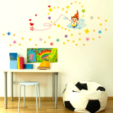儿童房幼儿园布置装饰墙贴纸彩色卡通男孩女孩钓星星月亮梦幻贴画