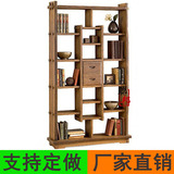 现代中式老榆木博古架置物架多宝阁实木书架子展示架家具定做批发