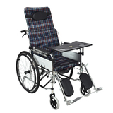 跃通轮椅老人残疾人折叠带坐便轻便携高靠背可半全躺电镀轮椅车lx