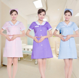 2015美容师工作服女 修身韩版美容服夏装新款 护士服美容师服装