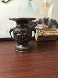 日本回流铜器花瓶雕花器花觚带底款