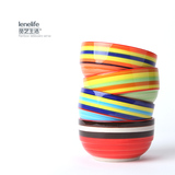 【天天特价】4只装4.5英寸彩虹碗创意陶瓷碗韩式小碗餐具套装
