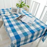 lg北欧宜家蓝白格子桌布条纹色织布艺餐厅桌布茶几布台布长方形盖