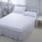 单件纯白色全棉床罩纯棉荷叶边床套美容床被单床围公主斜纹床裙
